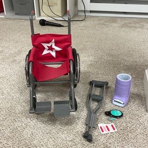 American Girl Wheelchair and Feel Better Accessories for 18” Dolls